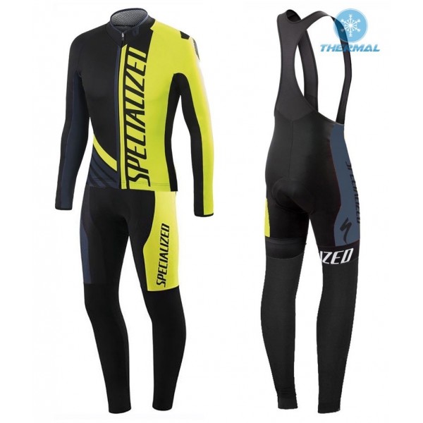 2016 Specialized Pro Team SZK Schwarz-Grün Fluo thermisch Fahrradbekleidung Satz Radtrikot Langarm+Lang Trägerhose Radtrikot De