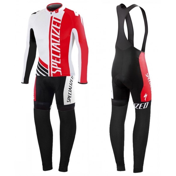 2016 Specialized Pro Team SZK Weiß-Rot Fahrradbekleidung Satz Radtrikot Langarm+Lang Trägerhose Radtrikot De