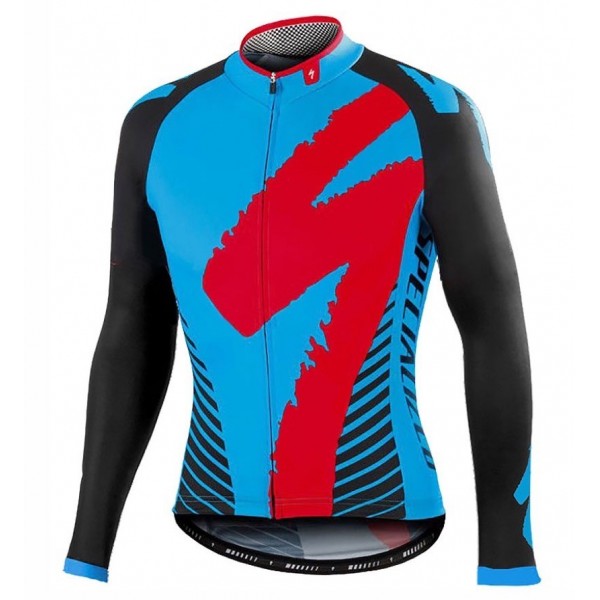 2016 Specialized Team LS Schwarz-Blau Radtrikot Langarm Radtrikot De