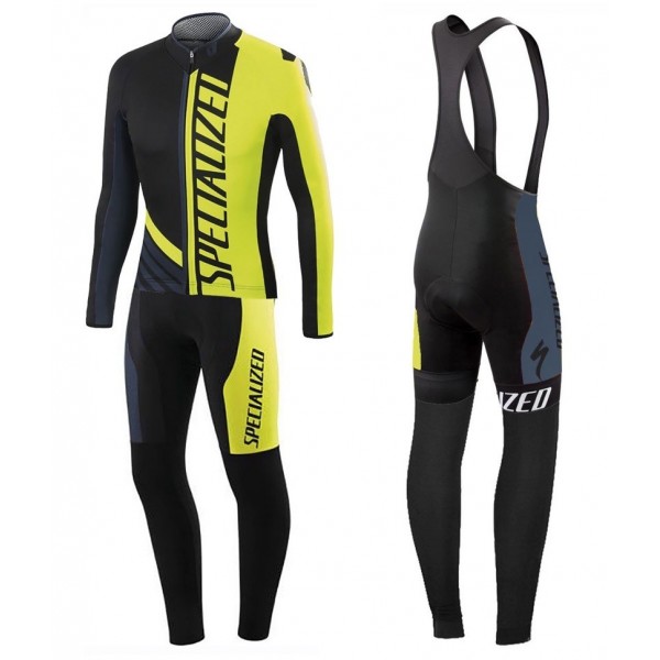 2016 Specialized Pro Team SZK Schwarz-Grün Fluo Fahrradbekleidung Satz Radtrikot Langarm+Lang Trägerhose Radtrikot De