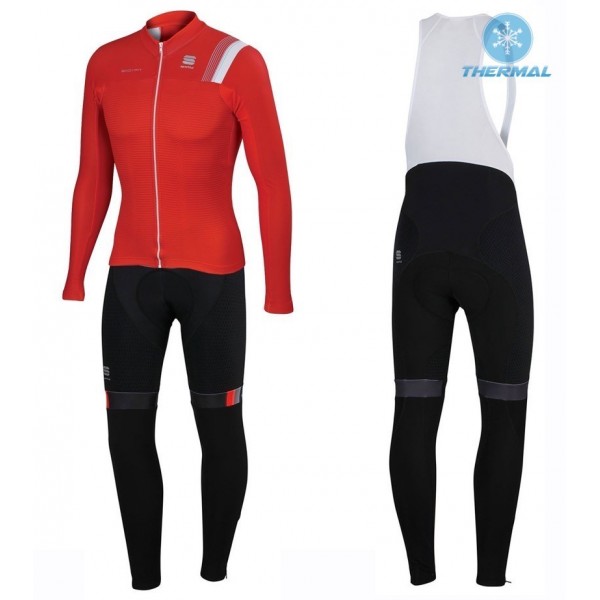 2016 Sportful JSW Rot thermisch Fahrradbekleidung Satz Radtrikot Langarm+Lang Trägerhose Radtrikot De