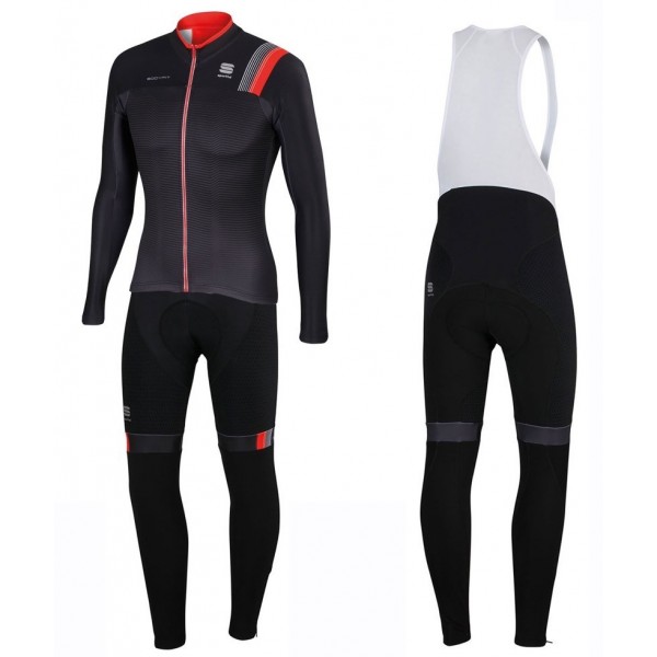 2016 Sportful JSW Schwarz Fahrradbekleidung Satz Radtrikot Langarm+Lang Trägerhose Radtrikot De