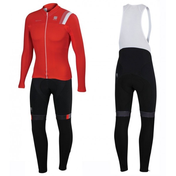 2016 Sportful JSW Rot Fahrradbekleidung Satz Radtrikot Langarm+Lang Trägerhose Radtrikot De