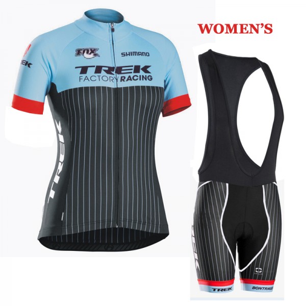 2016 Trek Damen Fahrradbekleidung Satz Fahrradtrikot Kurzarm Trikot und Kurz Trägerhose 02 Radtrikot De