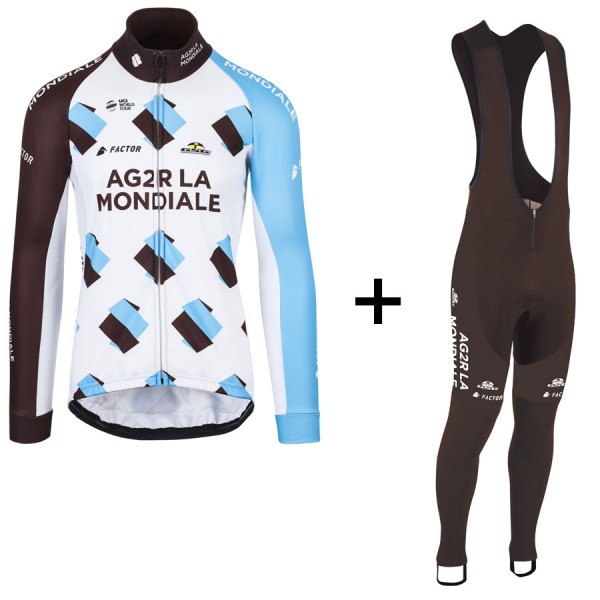 2017 AG2R La Mondiale Weiß Fahrradbekleidung Satz Radtrikot Langarm+Lang Trägerhose Radtrikot De 2017 AG2R La Mondiale Weiß Fahrradbekleidung Satz Radtrikot Langarm+Lang Trägerhose Radtrikot De