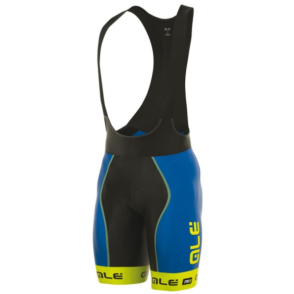 2017 Ale Graphics PRR Bermuda Kurz Trägerhose Blau Gelb Fluo Radtrikot De
