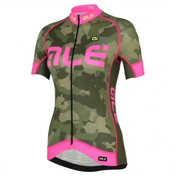 2017 Damen Ale Graphics PRR Camo Grün-Rose Radtrikot Kurzarm Radtrikot De