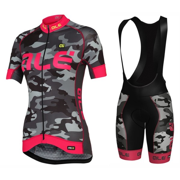 2017 Damen Ale Graphics PRR Camo Schwarz-Rose Fahrradbekleidung Satz Radtrikot Kurzarm+Kurz Trägerhose Radtrikot De