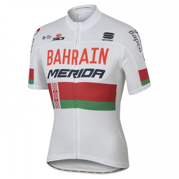 BAHRAIN-MERIDA Weiß Russian Meister Radtrikot Kurzarm 2017 Radtrikot De
