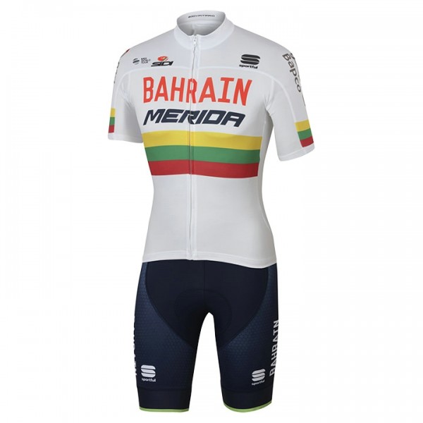BAHRAIN-MERIDA lituanien champion Fahrradbekleidung Satz Radtrikot Kurzarm+Kurz Radhose 2017 Radtrikot De