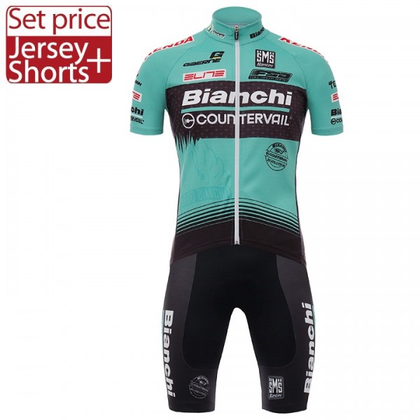 2017 Bianchi Countervail Fahrradbekleidung Satz Radtrikot Kurzarm+Kurz Radhose Radtrikot De