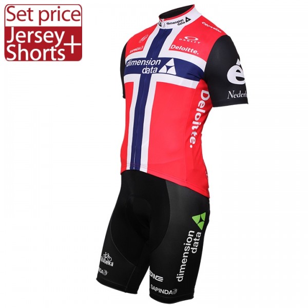 DIMENSION DATA 2017 Norwegian Champion Fahrradbekleidung Satz Radtrikot Kurzarm+Kurz Radhose Radtrikot De