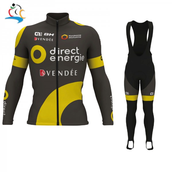 2017 Direct Energie Pro Fahrradbekleidung Satz Radtrikot Langarm+Lang Trägerhose Radtrikot De 2017 Direct Energie Pro Fahrradbekleidung Satz Radtrikot Langarm+Lang Trägerhose Radtrikot De