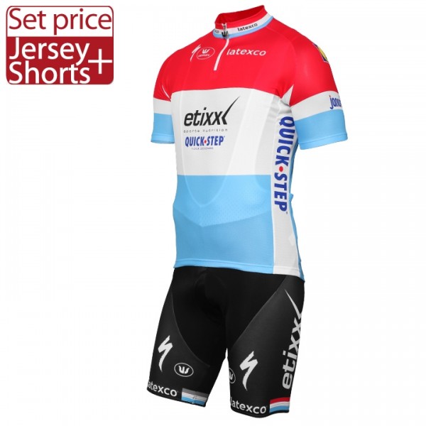 ETIXX-QUICK STEP 2017 Luxembourgian Champion Rot Blau Fahrradbekleidung Satz Radtrikot Kurzarm+Kurz Radhose Radtrikot De ETIXX-QUICK STEP 2017 Luxembourgian Champion Rot Blau Fahrradbekleidung Satz Radtrikot Kurzarm+Kurz Radhose Radtrikot De