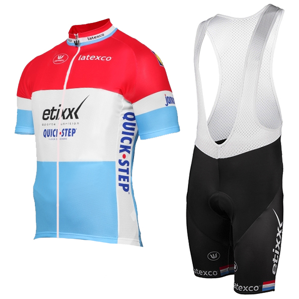 ETIXX-QUICK STEP 2017 Luxembourgian Champion Rot Weiß Blau Fahrradbekleidung Satz Radtrikot Kurzarm+Kurz Träger Radtrikot De ETIXX-QUICK STEP 2017 Luxembourgian Champion Rot Weiß Blau Fahrradbekleidung Satz Radtrikot Kurzarm+Kurz Träger Radtrikot De