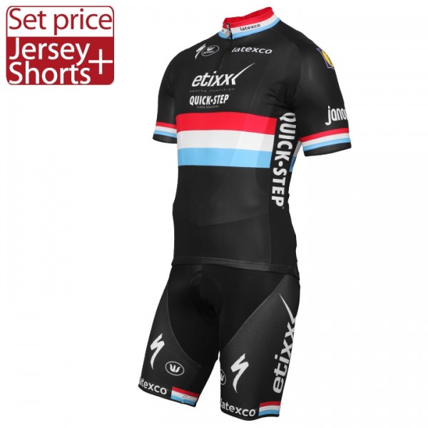 ETIXX-QUICK STEP 2017 Luxembourgian Champion Schwarz Fahrradbekleidung Satz Radtrikot Kurzarm+Kurz Radhose Radtrikot De ETIXX-QUICK STEP 2017 Luxembourgian Champion Schwarz Fahrradbekleidung Satz Radtrikot Kurzarm+Kurz Radhose Radtrikot De