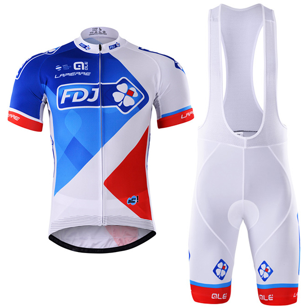 2017 FDJ Proteam Fahrradbekleidung Satz Radtrikot Kurzarm+Kurz Trägerhose Radtrikot De