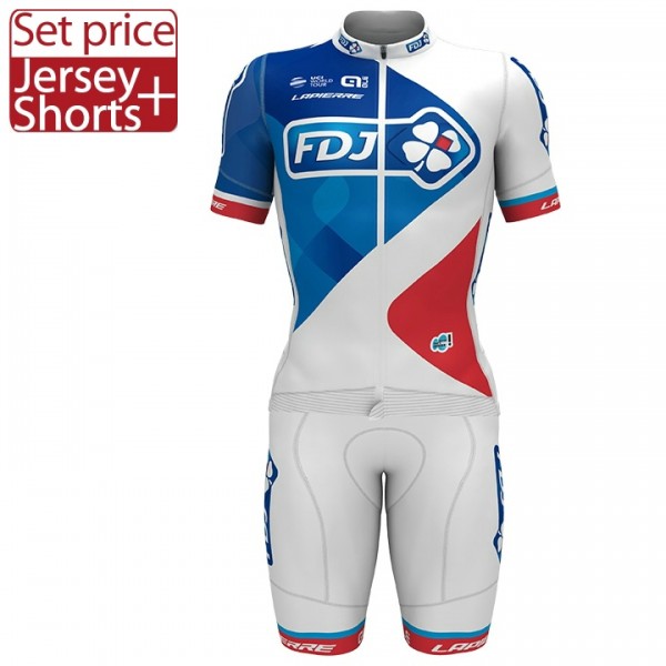 FDJ Pro 2017 Weiß Fahrradbekleidung Satz Radtrikot Kurzarm+Kurz Radhose Radtrikot De