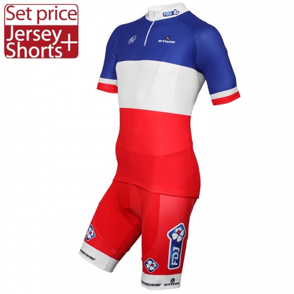 FDJ 2017 Fahrradbekleidung Satz Radtrikot Kurzarm+Kurz Radhose Radtrikot De