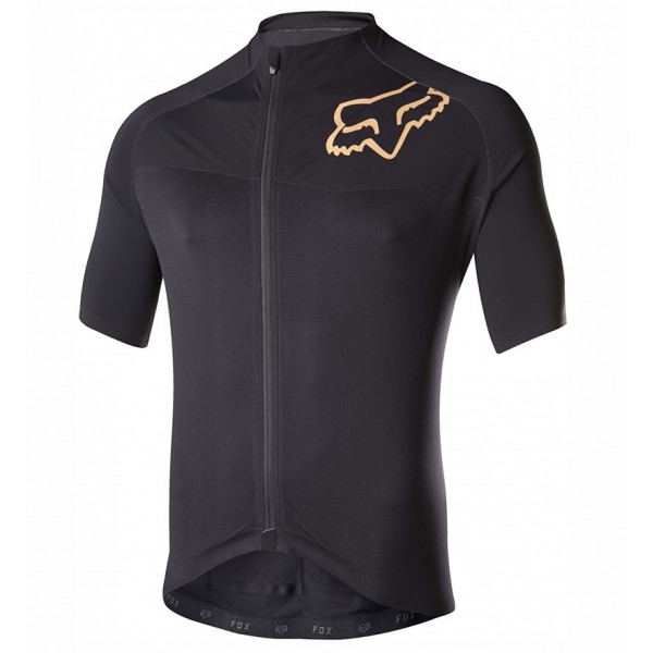 2017 Team FOX Homme Schwarz Gold Radtrikot Kurzarm Radtrikot De