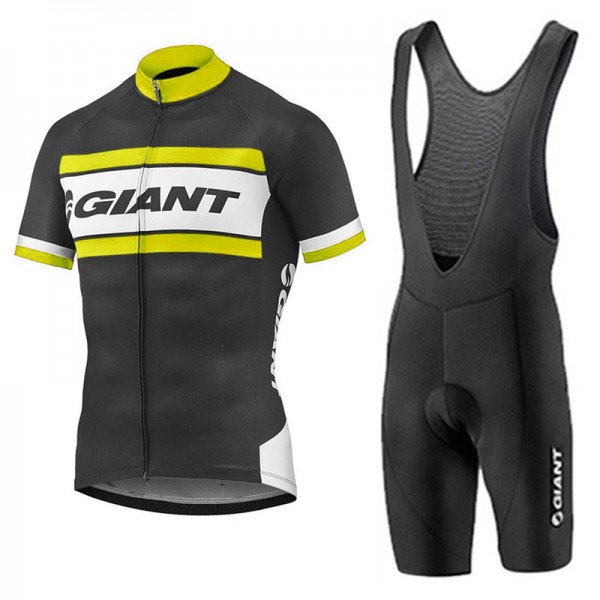 2017 Giant Gelb Schwarz Fahrradbekleidung Satz Radtrikot Kurzarm+Kurz Trägerhose Radtrikot De