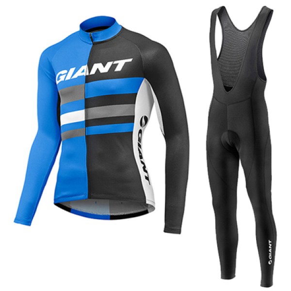 2017 Giant Fahrradbekleidung Satz Radtrikot Langarm+Lang Trägerhose Blau Radtrikot De