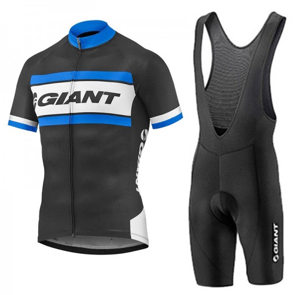 2017 Giant Blau Schwarz Fahrradbekleidung Satz Radtrikot Kurzarm+Kurz Trägerhose Radtrikot De