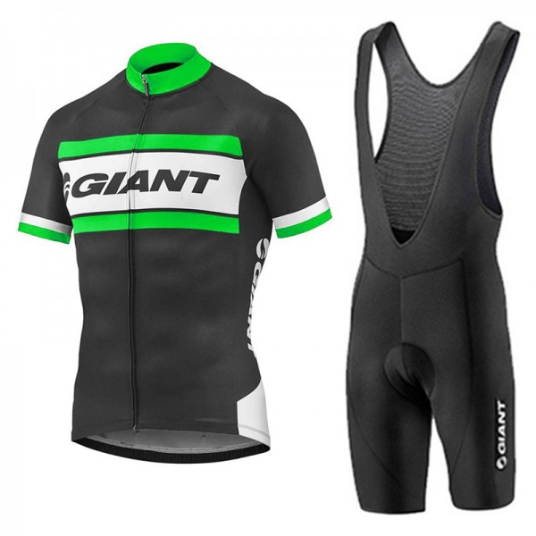 2017 Giant Grün Schwarz Fahrradbekleidung Satz Radtrikot Kurzarm+Kurz Trägerhose Radtrikot De