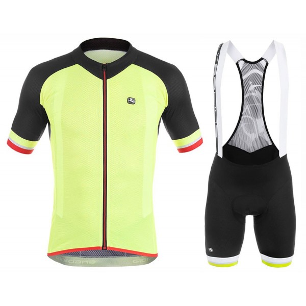 2017 Giordana Silber Line Schwarz-Gelb Fahrradbekleidung Satz Radtrikot Kurzarm+Kurz Trägerhose Radtrikot De