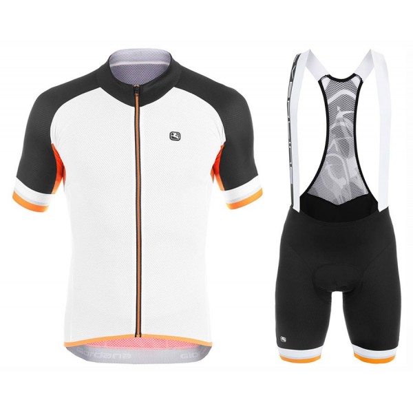 2017 Giordana Silber Line Weiß-Noir-orange Fahrradbekleidung Satz Radtrikot Kurzarm+Kurz Trägerhose Radtrikot De