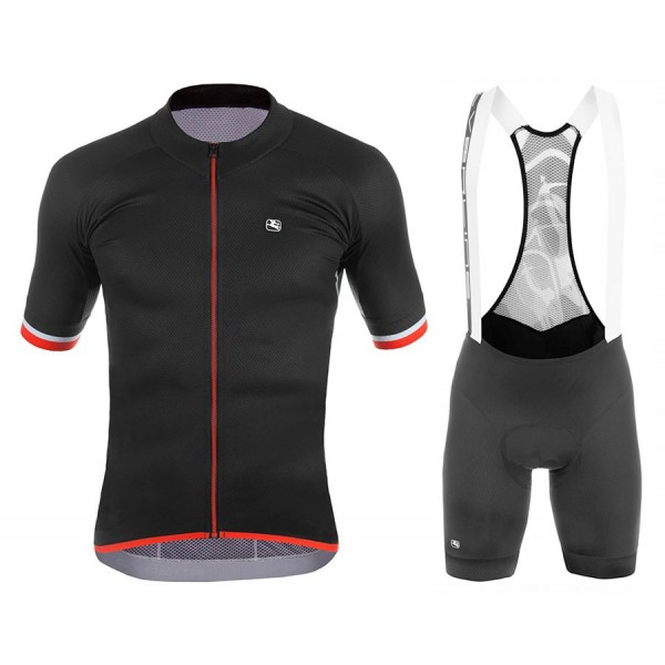 2017 Giordana Silber Line Schwarz-Rot Fahrradbekleidung Satz Radtrikot Kurzarm+Kurz Trägerhose Radtrikot De
