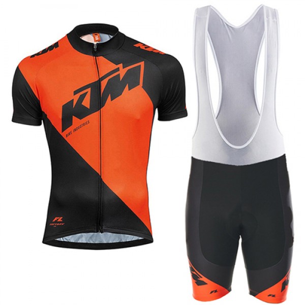 2017 KTM Fahrradbekleidung Satz Radtrikot Kurzarm+Kurz Trägerhose orange Schwarz Radtrikot De