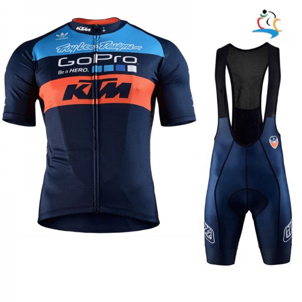 2017 KTM Blau-Orange Fahrradbekleidung Satz Radtrikot Kurzarm+Kurz Trägerhose Radtrikot De