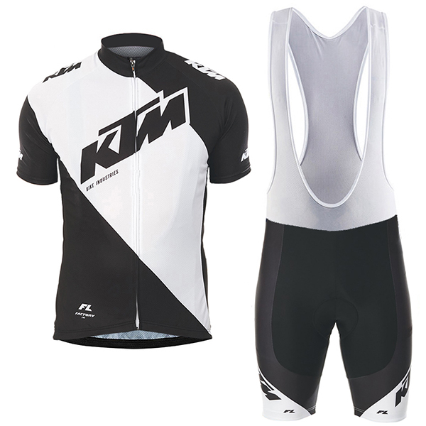 2017 KTM Fahrradbekleidung Satz Radtrikot Kurzarm+Kurz Trägerhose Weiß Schwarz Radtrikot De