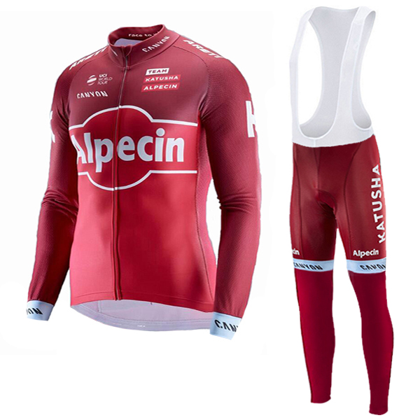 2017 KATUSHA Alpecin Fahrradbekleidung Satz Radtrikot Langarm+Lang Trägerhose Radtrikot De