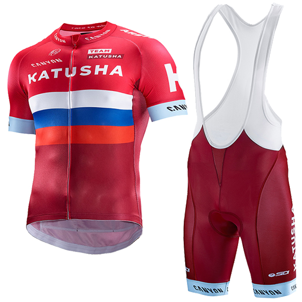 Katusha 2017 Fahrradbekleidung Satz Radtrikot Kurzarm+Kurz Trägerhose Radtrikot De
