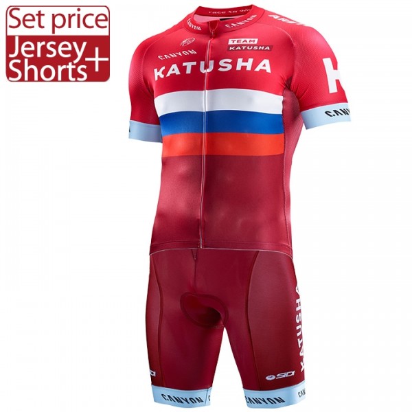 Katusha 2017 Fahrradbekleidung Satz Radtrikot Kurzarm+Kurz Radhose Radtrikot De