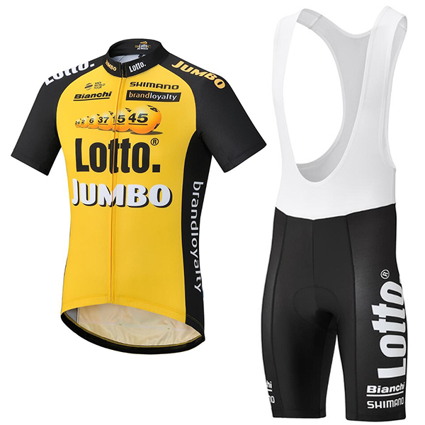 2017 LOTTO JUMBO Fahrradbekleidung Satz Radtrikot Kurzarm+Kurz Trägerhose Radtrikot De