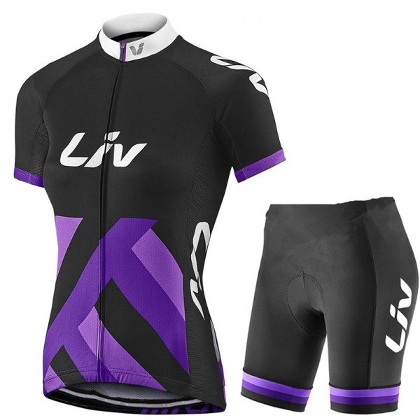 2017 Liv Damen Schwarz-lila Fahrradbekleidung Satz Radtrikot Kurzarm+Kurz Radhose Radtrikot De 2017 Liv Damen Schwarz-lila Fahrradbekleidung Satz Radtrikot Kurzarm+Kurz Radhose Radtrikot De