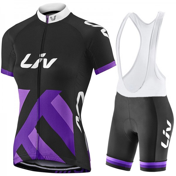 2017 Liv Damen Schwarz-lila Fahrradbekleidung Satz Radtrikot Kurzarm+Kurz Trägerhose Radtrikot De 2017 Liv Damen Schwarz-lila Fahrradbekleidung Satz Radtrikot Kurzarm+Kurz Trägerhose Radtrikot De