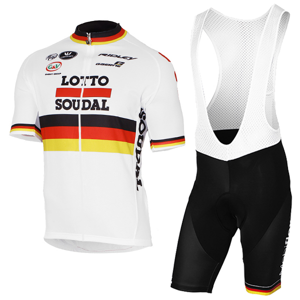 2017 LOTTO SOUDAL Germany Weiß Fahrradbekleidung Satz Radtrikot Kurzarm+Kurz Trägerhose Radtrikot De