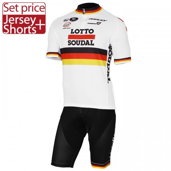 2017 LOTTO SOUDAL Germany Weiß Fahrradbekleidung Satz Radtrikot Kurzarm+Kurz Radhose Radtrikot De