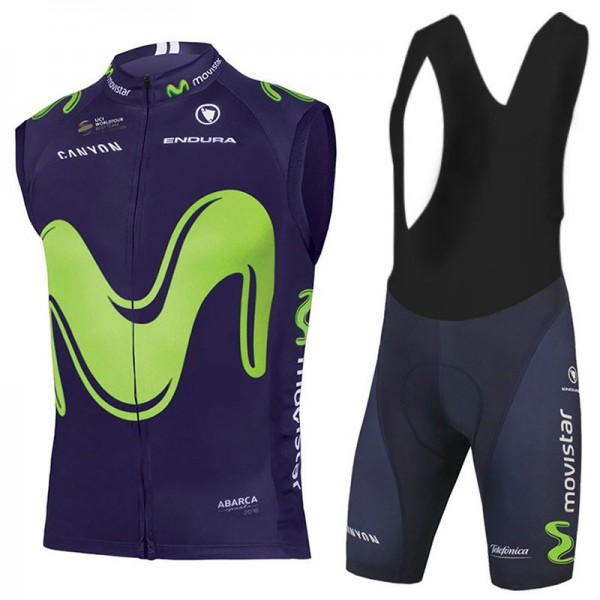 2017 Movistar ärmelloses Trikot+Kurz Trägerhose Radtrikot De 2017 Movistar ärmelloses Trikot+Kurz Trägerhose Radtrikot De