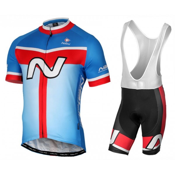 2017 Nalini PRO Navision Blau-Rot Fahrradbekleidung Satz Radtrikot Kurzarm+Kurz Trägerhose Radtrikot De