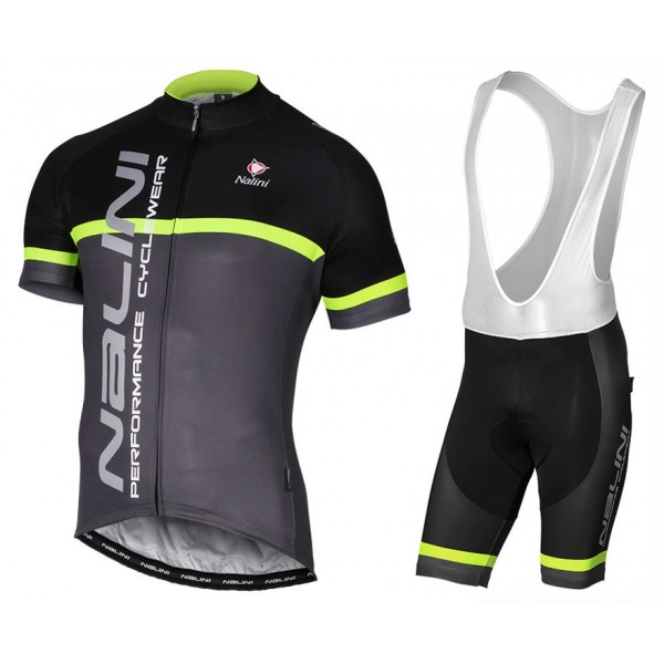 2017 Nalini PRO Brivio Schwarz-Gris Fahrradbekleidung Satz Radtrikot Kurzarm+Kurz Trägerhose Radtrikot De