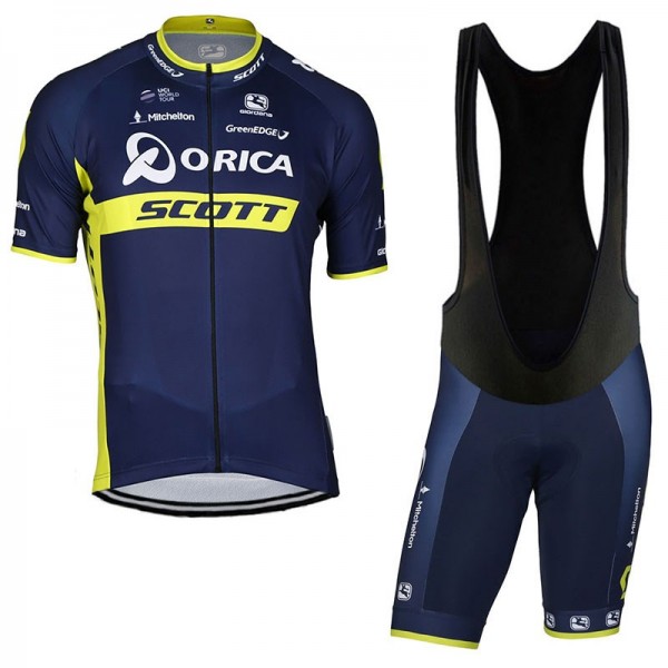 2017 Orica Scott Fahrradbekleidung Satz Radtrikot Kurzarm+Kurz Trägerhose Schwarz Radtrikot De