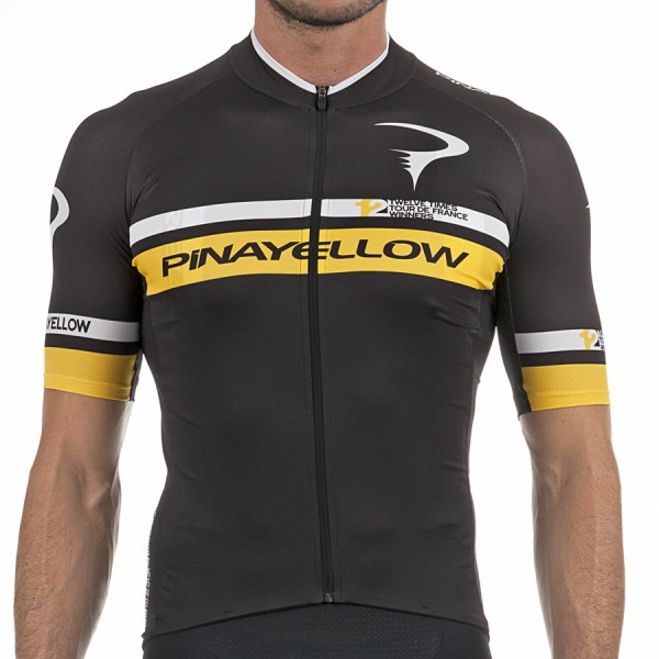 2017 Pinarello 12th Tour de France Radtrikot Kurzarm-Schwarz Gelb Radtrikot De