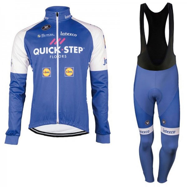 Quick Step Floors 2017 Pro Fahrradbekleidung Satz Radtrikot Langarm+Lang Trägerhose Schwarz Radtrikot De