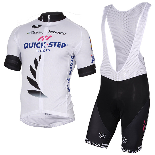 Quick Step Floors 2017 Weiß Fahrradbekleidung Satz Radtrikot Kurzarm+Kurz Trägerhose Radtrikot De