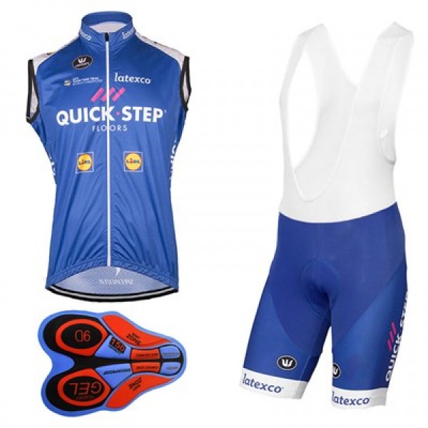 Quick Step Floors 2017 Pro ärmelloses Trikot Blau+Kurz Trägerhose Radtrikot De